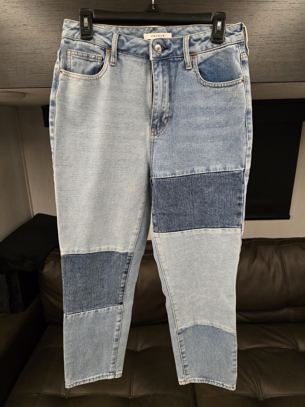 PacSun Patchwork Light Blue and Dark Blue Mom Jeans